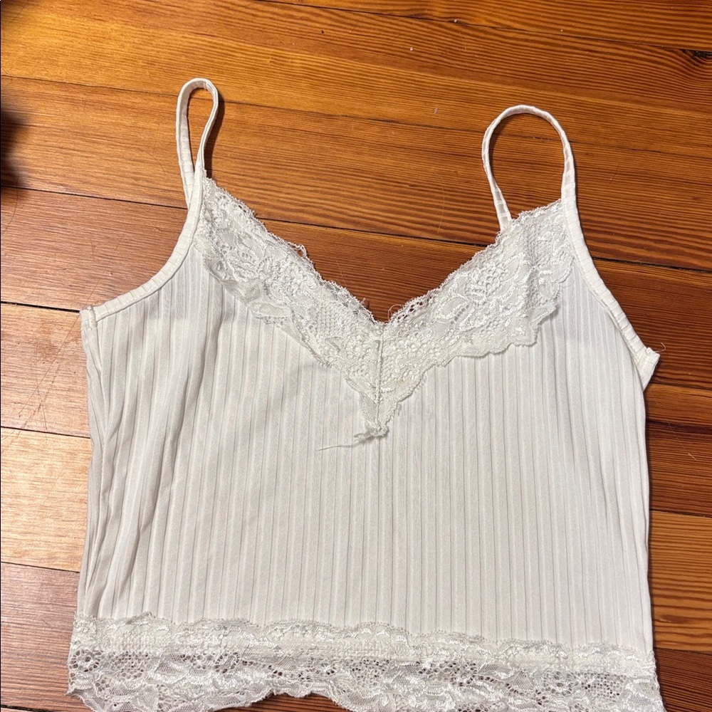 Amazon White Lace Trim Cami Top